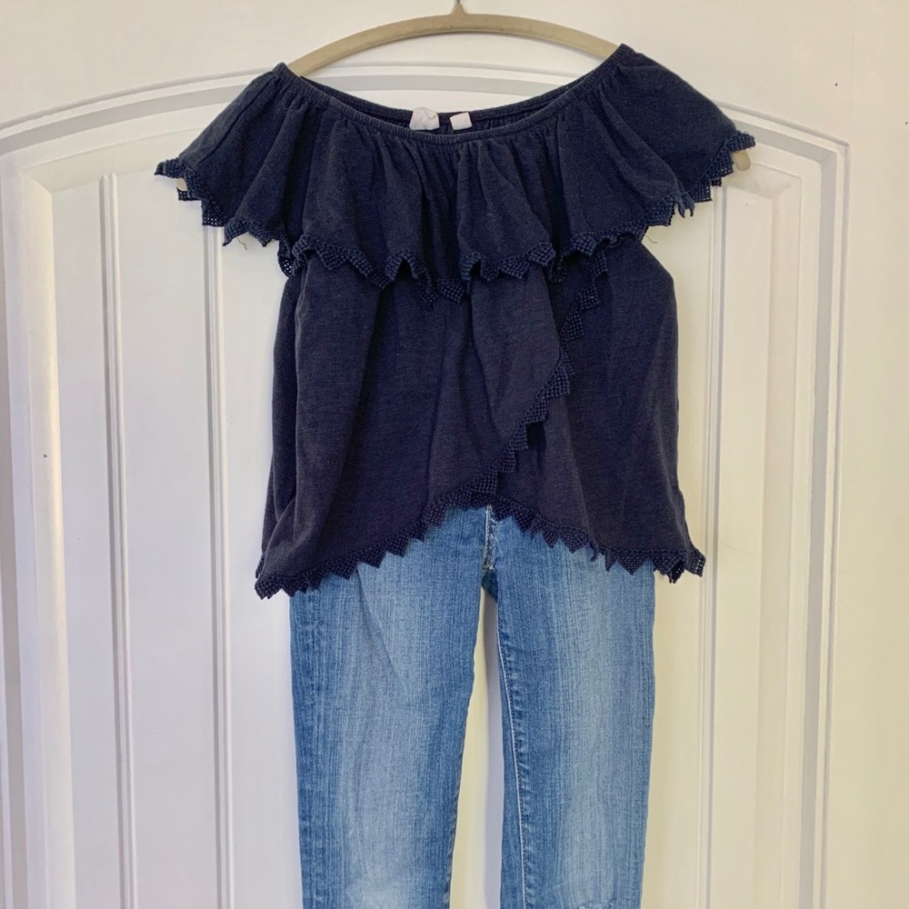 Gap Girls Short Sleeve Navy Blue Top, Small (6-7)